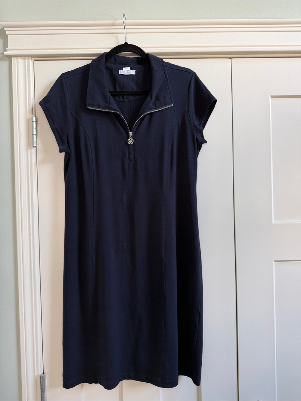 Navy Short-Sleeve Dolcezza Polo Dress with Zip Sz M